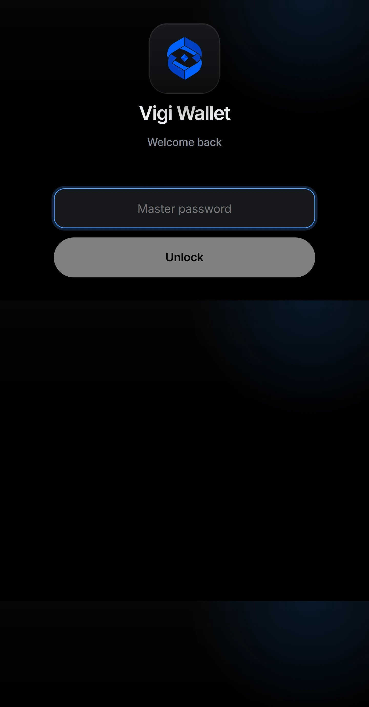 Vigi Wallet — Set your master password